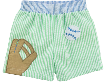 Seersucker Swim Trunk w Baseball Glove Online Sale