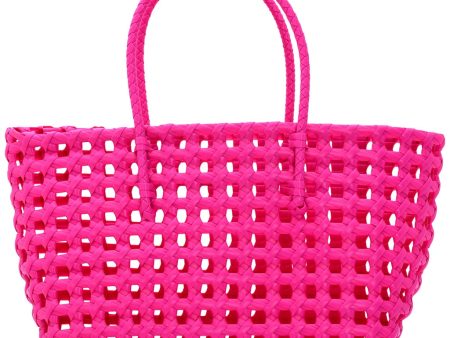 Small Pink Woven Tote For Discount