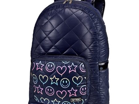 Navy Diamond Stitch Puffer Backpack Online now