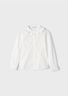 Poplin Ruffle Neck Blouse Hot on Sale