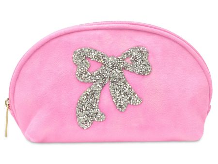 Glitter Bow Oval Cosmetic Bag Supply