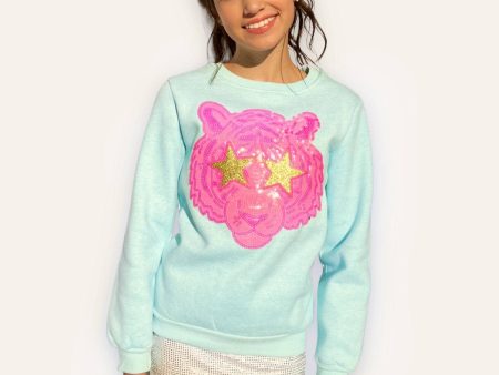 Neon Sequin Tiger Sweatshirt For Discount