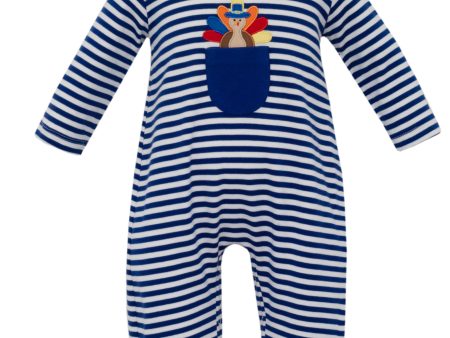 Thanksgiving Blue Stripe Romper on Sale