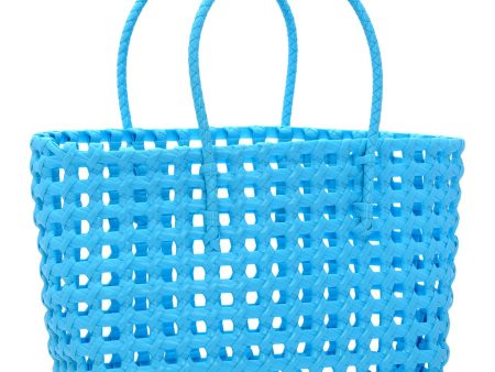 Large Blue Woven Tote For Discount