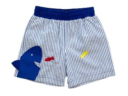 Seersucker Swim Trunk w  Shark Online Sale