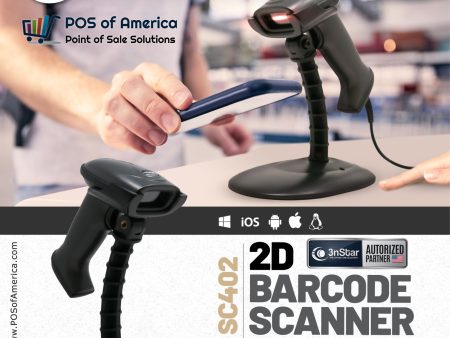 3nStar 2D Handheld Barcode Scanner with Base and Autosense (SC402) Hot on Sale