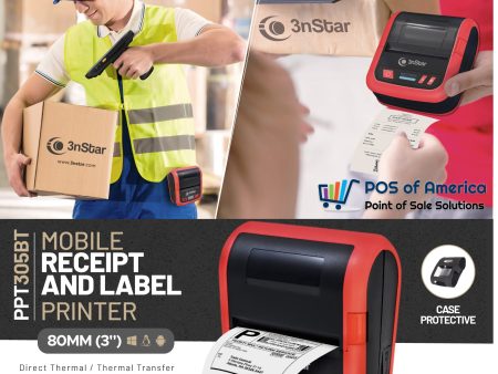 3nStar 80mm (3 ) Mobile Receipt and Label Printer Bluetooth (PPT305BT) for Android on Sale