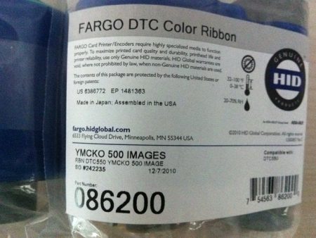 086200	HID, FARGO DTC550 RIBBON, YMCKO, 500 IMAGES. For Discount