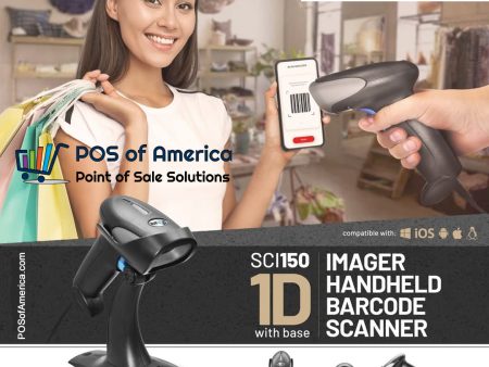 3nStar 1D Imager Handheld Barcode Scanner with Base and Autosense (SCI150) Online Sale